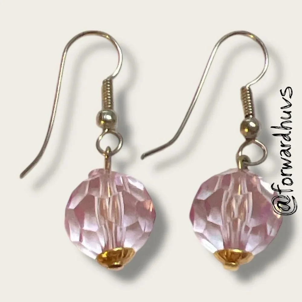 Bundle Sale 3 for $15 | Faceted Plastic Pink Dangle Earrings – 1.5”